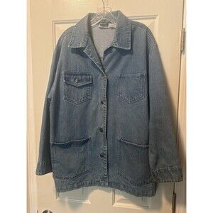 New Directions Women’s Large Denim Jacket – Heavy Cotton Long Boho Buttons